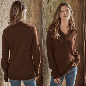 Peruvian Connection Brown Knit 100% Woolen Royal Alpaca Sweater XS